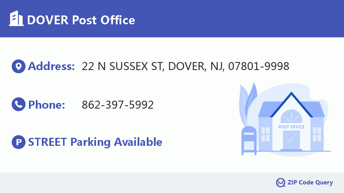 DOVER Post Office New Jersey United States ZIP Code 5 Plus 4 