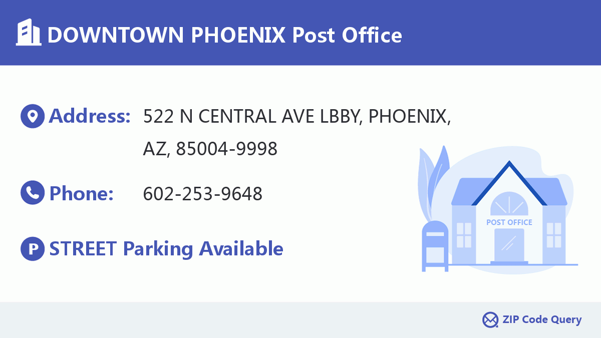DOWNTOWN PHOENIX Post Office Arizona United States ZIP Code 5 Plus 4 