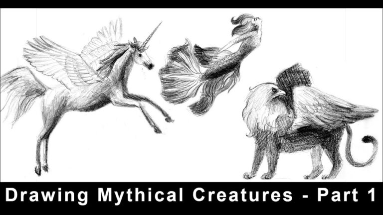 Drawing Mythical Creatures Part 1 Unicorn Pegasus Mermaid Gryffon YouTube