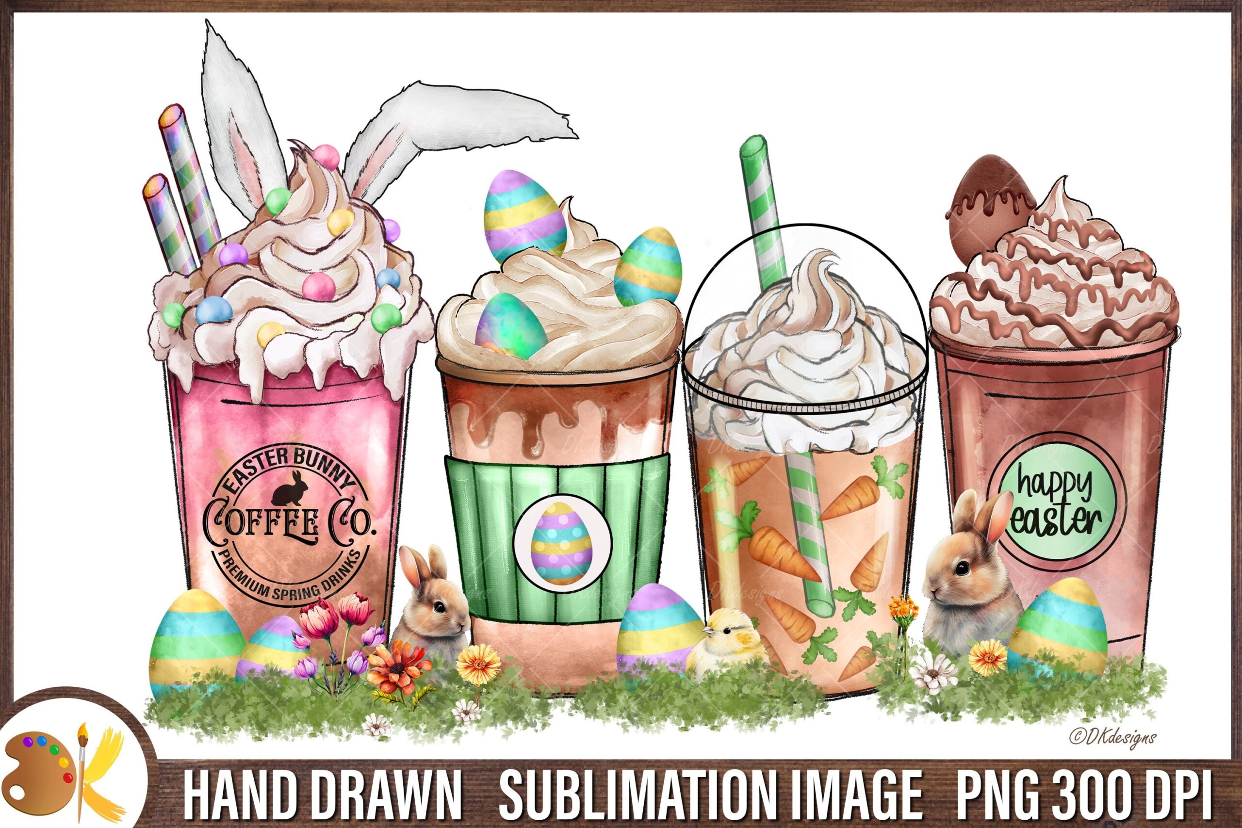 Easter Coffee Sublimation Png Spring Latte Png Clipart