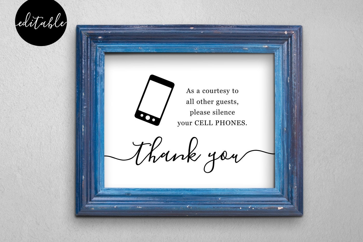 Editable No Cell Phone Sign Template Business Wedding Home Doctor Medical Office DIY Printable Instant Download Digital File PDF 5x7 8x10 Etsy