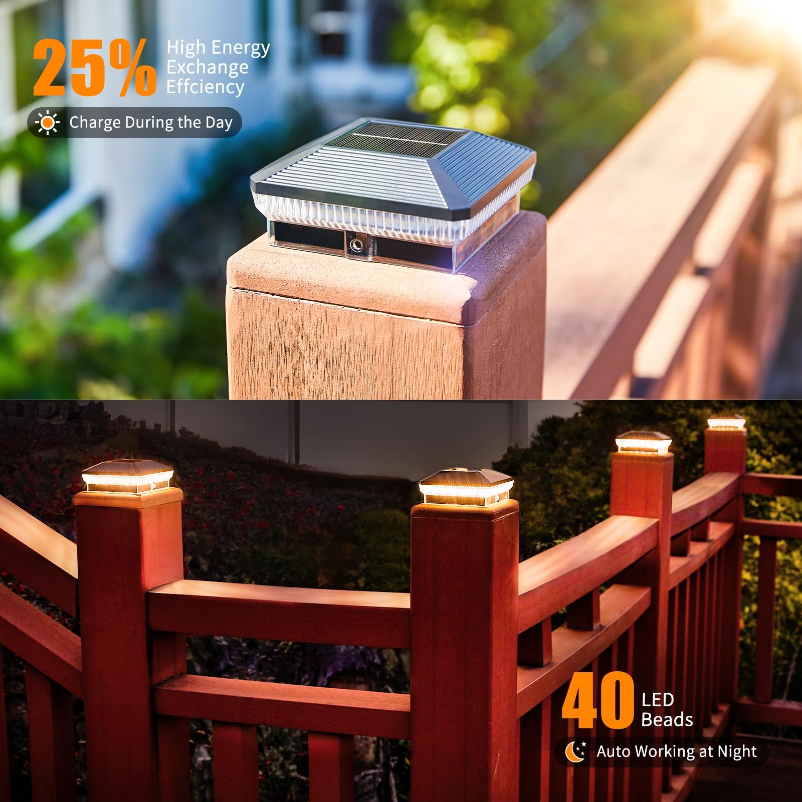ENSLI 12 Pack 4x4 Solar Post Lights Outdoor 40 LEDs 30 Lumens Fence Post Solar Lights