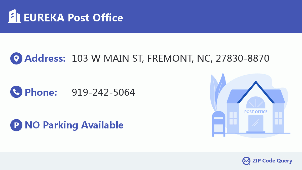 EUREKA Post Office North Carolina United States ZIP Code 5 Plus 4 