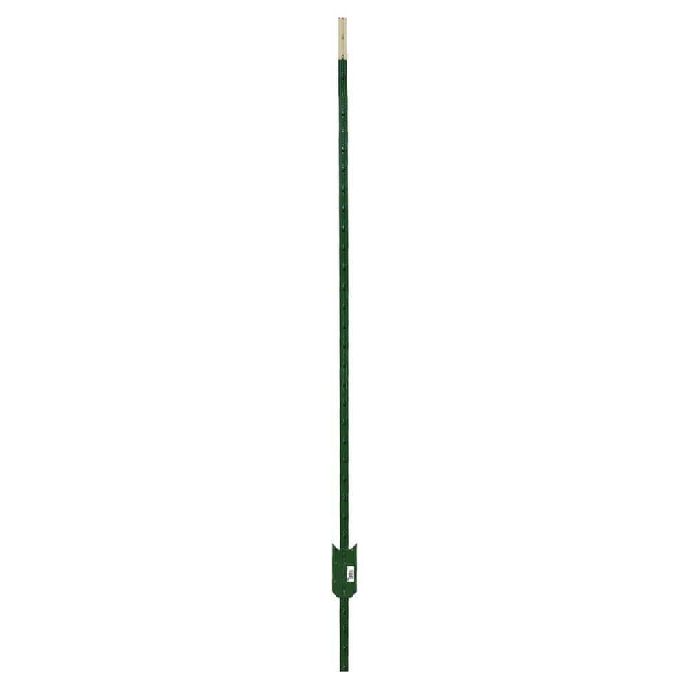 Everbilt 1 3 4 In X 3 1 2 In X 6 Ft Green Steel Fence T Post With Anchor Plate 901176EB The Home Depot