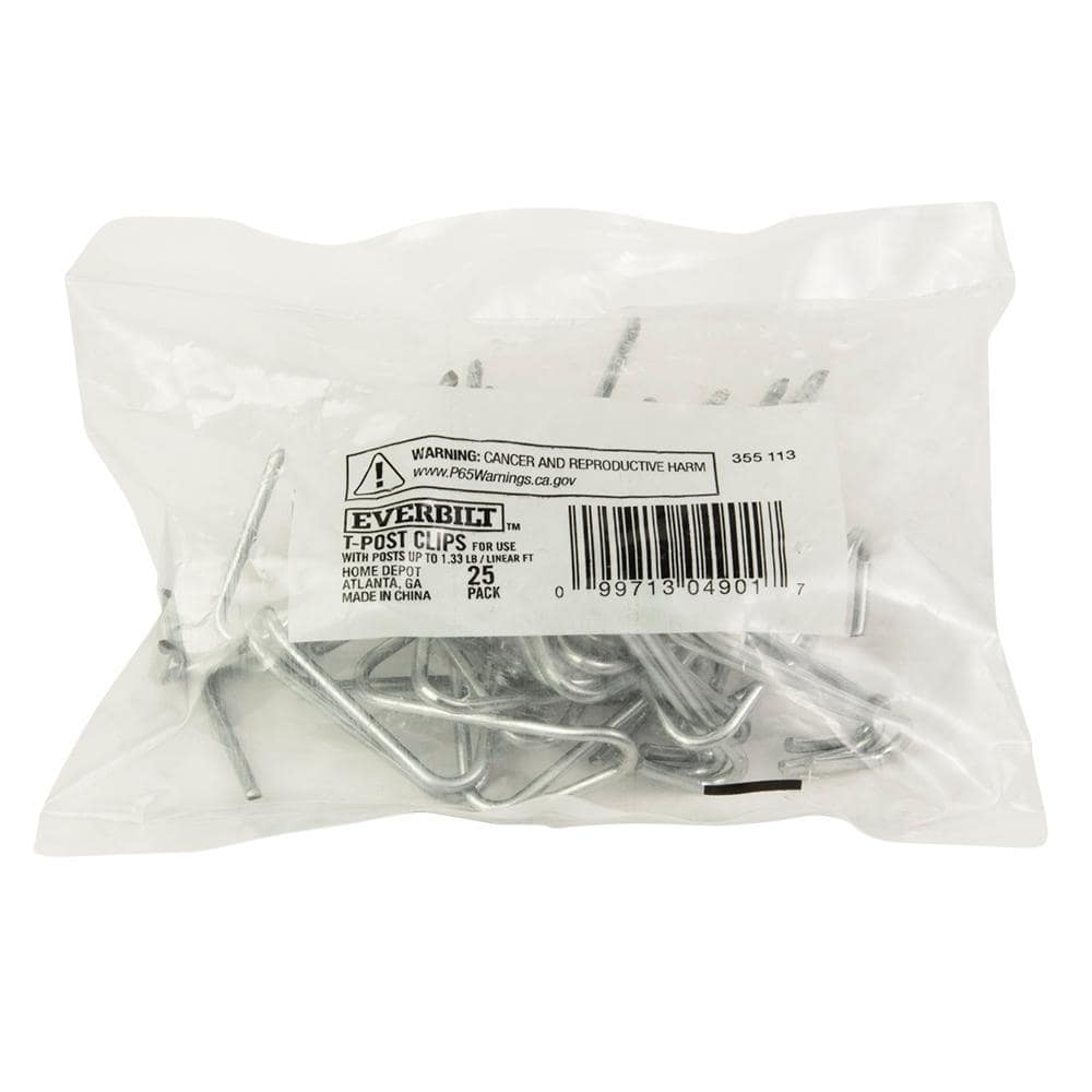 Everbilt Galvanized Steel 12 Gauge T Post Fence Clips 25 Per Bag 901169BEB The Home Depot