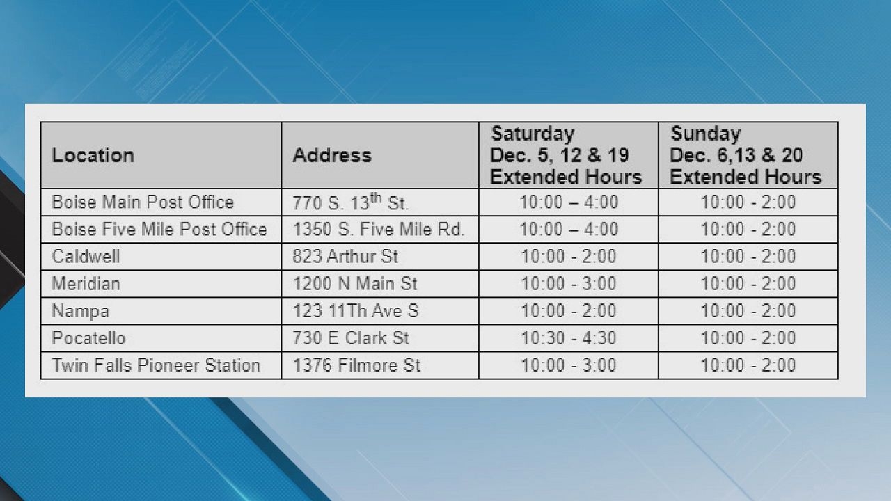 Extended Holiday Hours Coming To Twin Falls Post Office