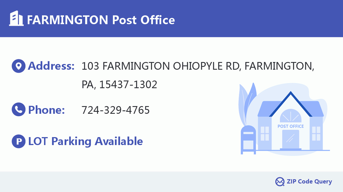 FARMINGTON Post Office Pennsylvania United States ZIP Code 5 Plus 4 