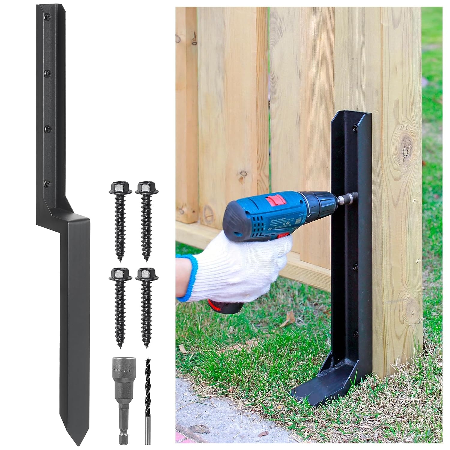 Fence Post Repair Kit Heavy Duty Steel Anchor Spike