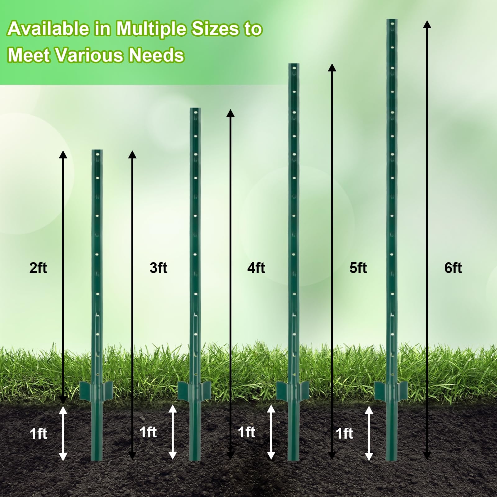 Fence Posts Pack Of 10 Metal Fence Post 3 Feet Heavy Duty Fence Posts Rust Resistant And No Dig With U Channel For Holding Garden Wire Fence Corner Anchor Posts Etc Amazon Industrial 