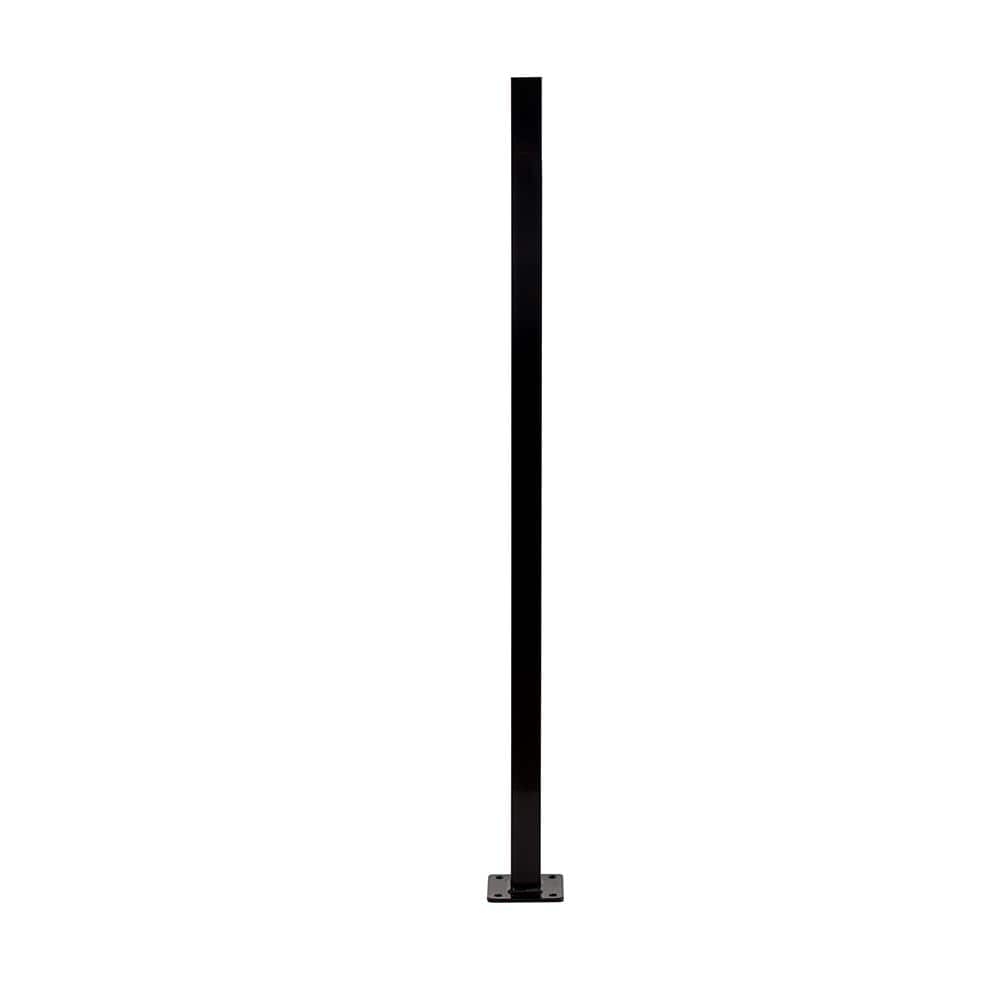 FORTRESS Versai 2 In X 2 In X 4 Ft Gloss Black Steel Fence Post With 5 In Base Plate 640077 The Home Depot