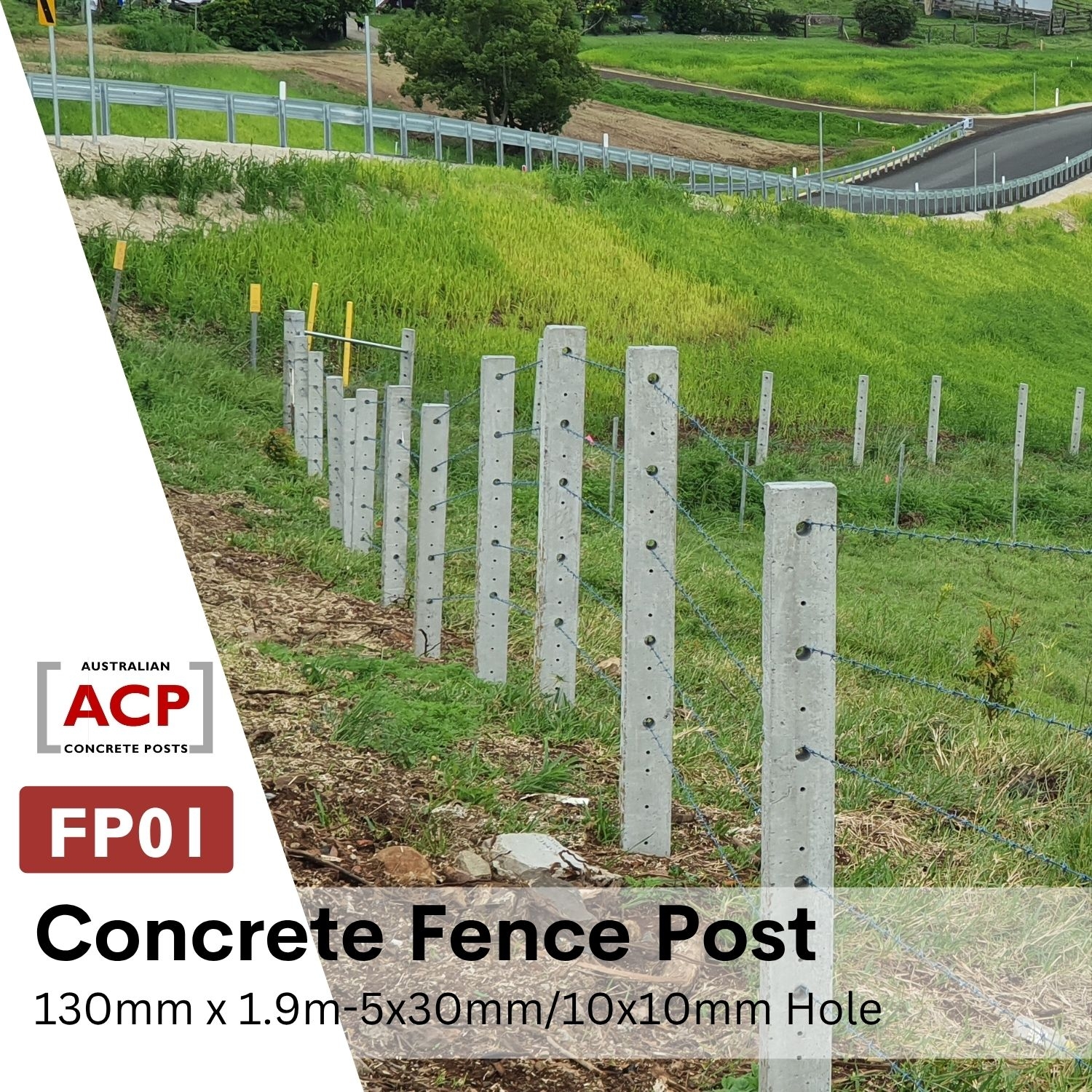 FP01 1 9m 6 4ft With 5 Barb Hole Concrete Fence Post