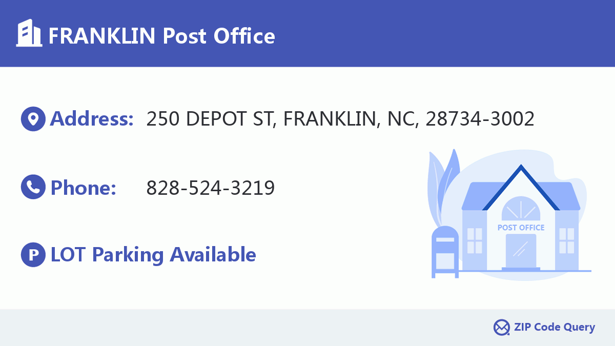 FRANKLIN Post Office North Carolina United States ZIP Code 5 Plus 4 