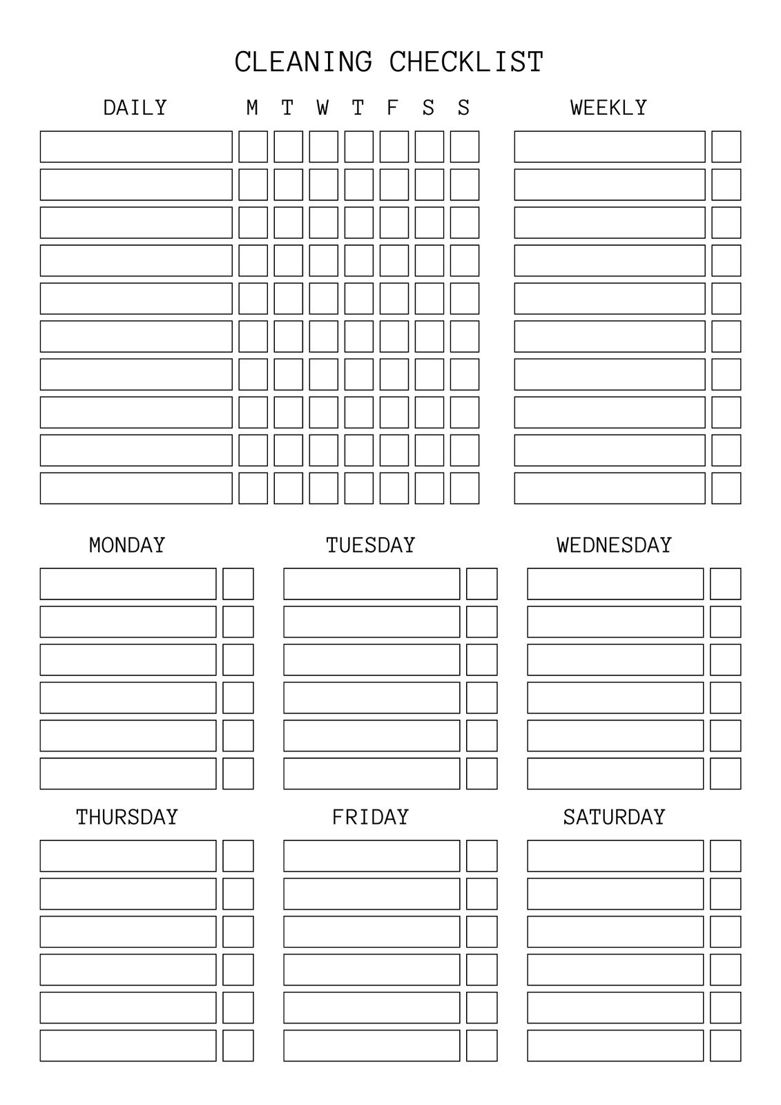 office cleaning checklist printable