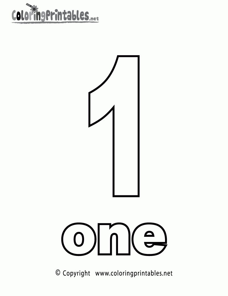 Free Printable Number One Coloring Page Worksheets Library