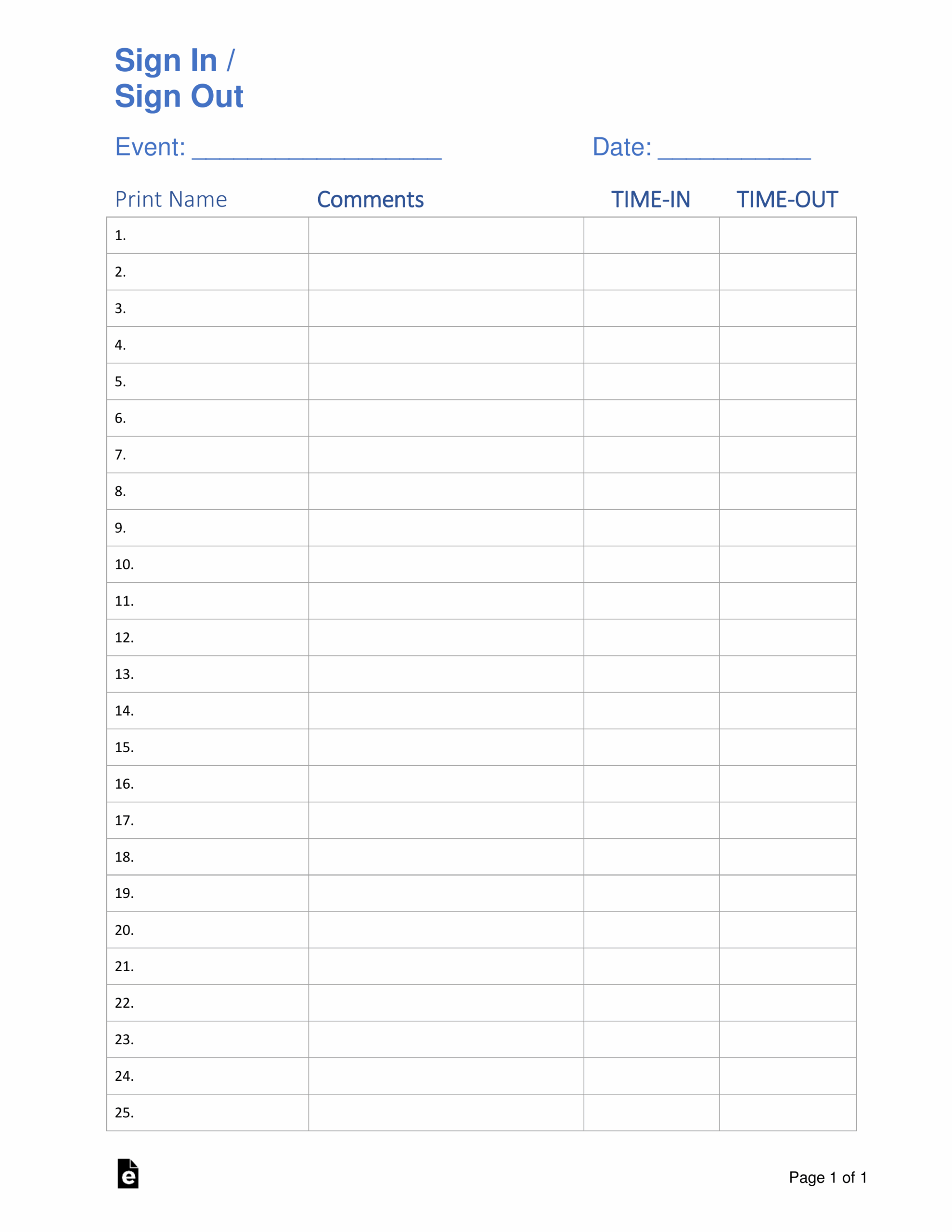 doctor's office sign in sheet printable