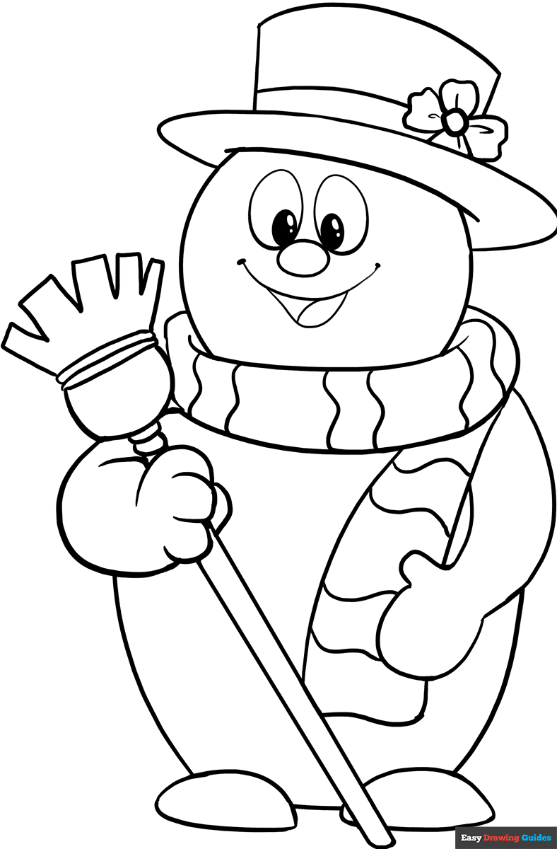 Frosty The Snowman Coloring Page Easy Drawing Guides