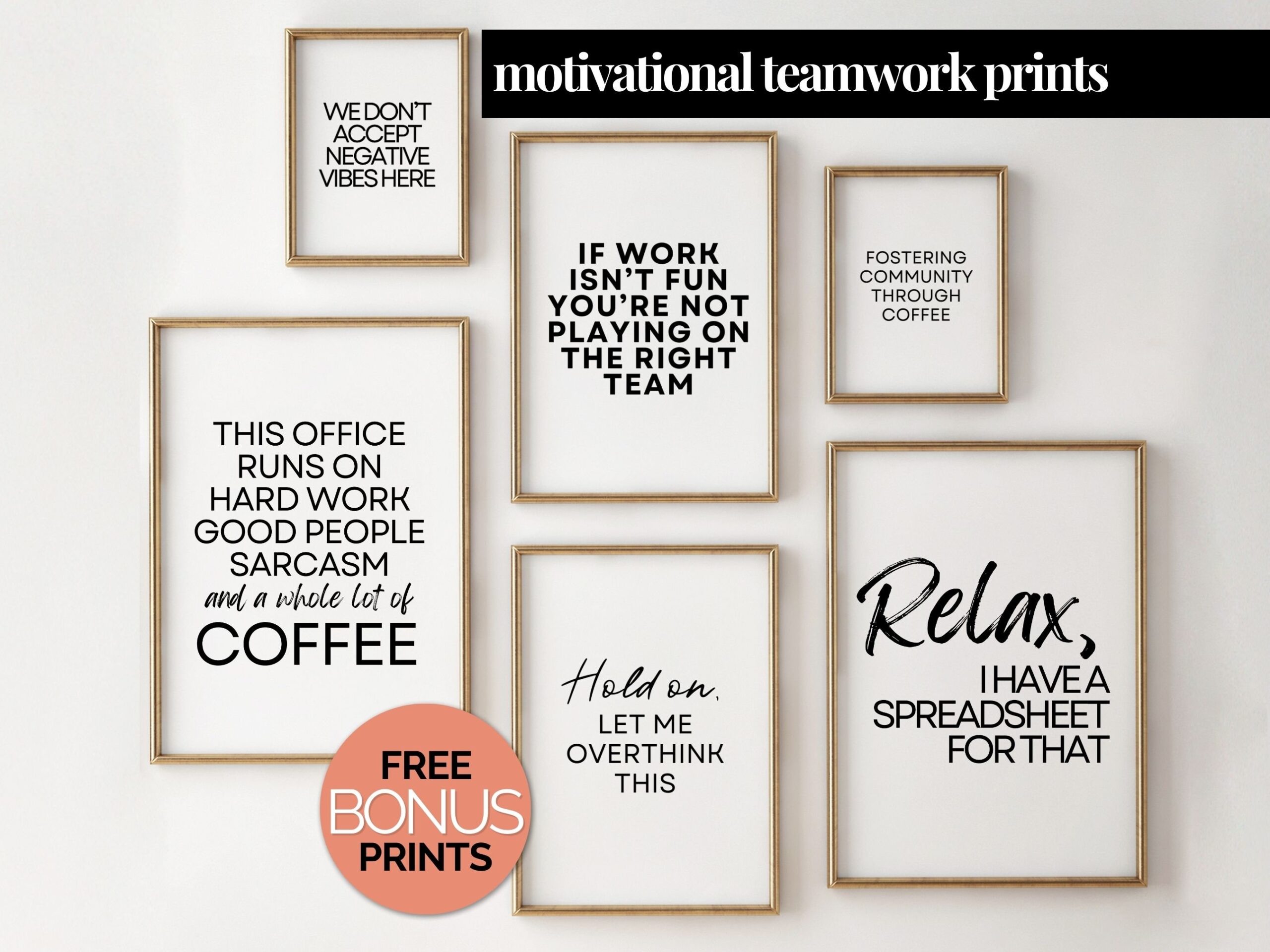 Funny Office Prints Set Of 6 Office Humor Posters Inspirational Breakroom Decor Team Quotes For Workplace This Office Runs On Coffee Etsy