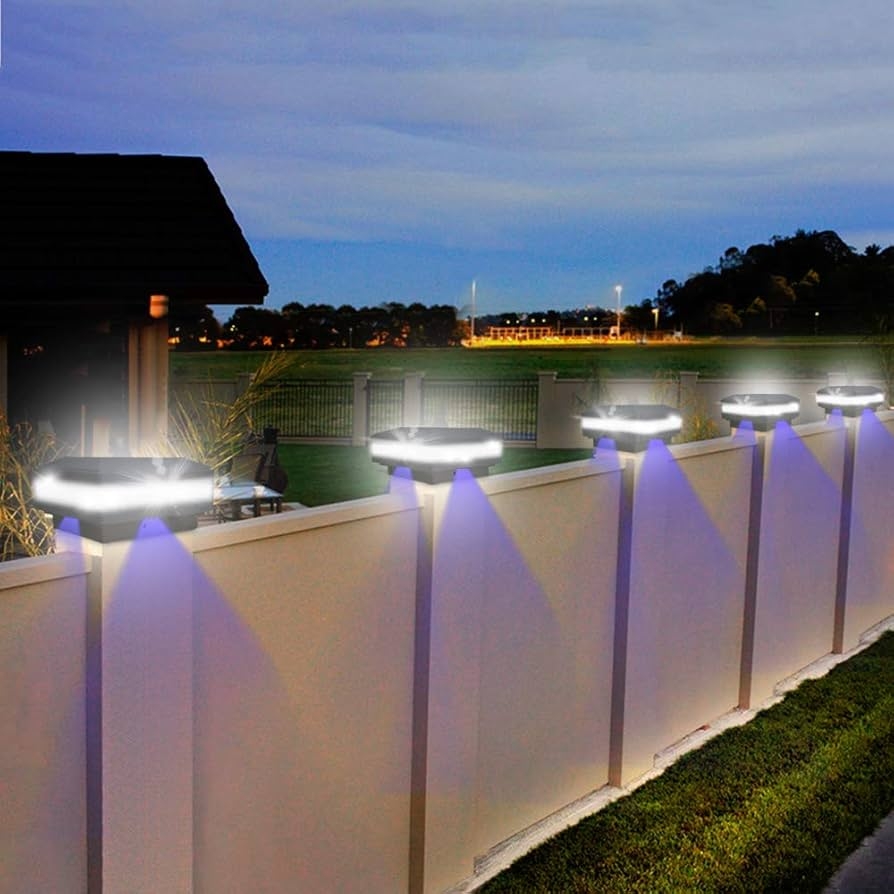 FVTLED Solar Outdoor Post Cap Lights LED Flexfit Solar Powered Fence Deck Cap Light Fits For 3 5x3 5 4x4 5x5 6x6 Wooden Posts Patio Garden Decoration Black 1 Pack Amazon