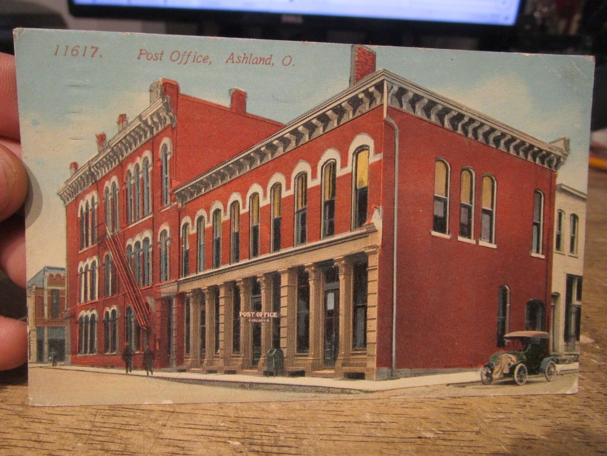 G6 Old ASHLAND OHIO Postcard United States Post Office 2 Buildings Ago Side St EBay