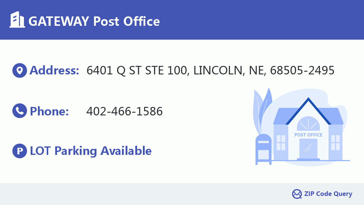 GATEWAY Post Office Nebraska United States ZIP Code 5 Plus 4 
