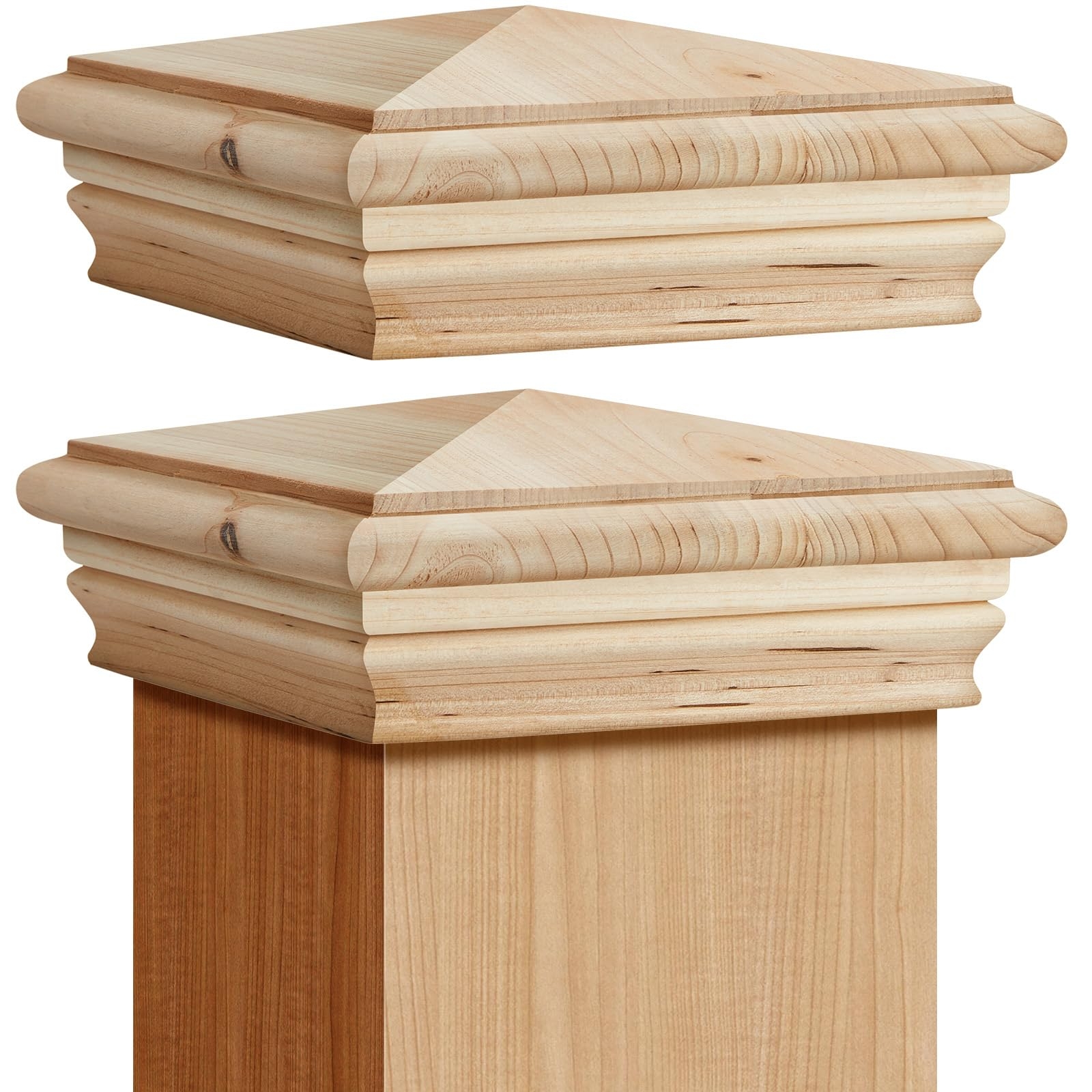 Geetery 4 Pcs Wood Newel Post Cap Fence Cedar Post Cap For Fence Topper Top Resistant Decking Caps For Outdoor Fences Mailboxes And Decks 6 X 6 Inch Amazon