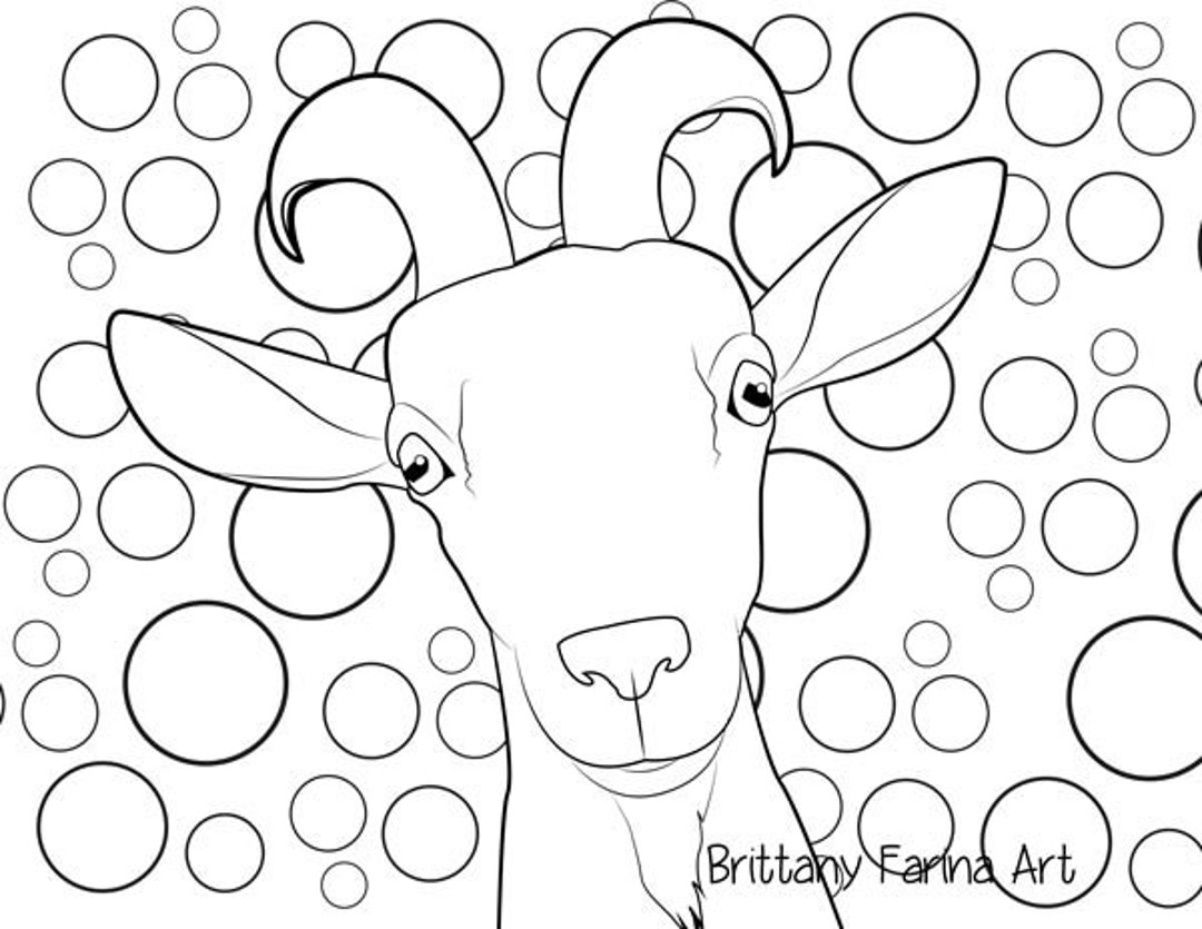 Goat Coloring Page Coloring Page Goats Farm Animal Coloring Page Etsy