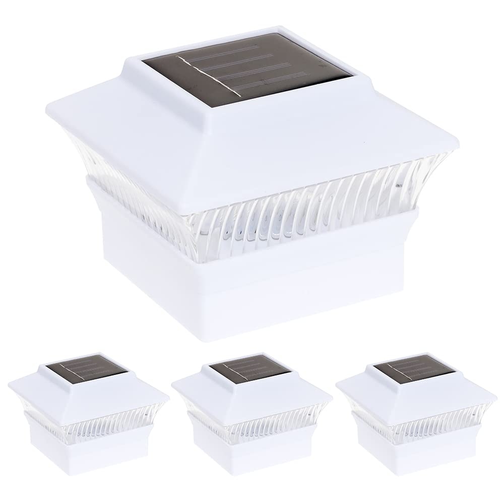 GreenLighting 4 Pack Standard 1 Fence Post Cap Solar Powered Outdoor LED Lights For 4x4 PVC Vinyl Posts White Amazon