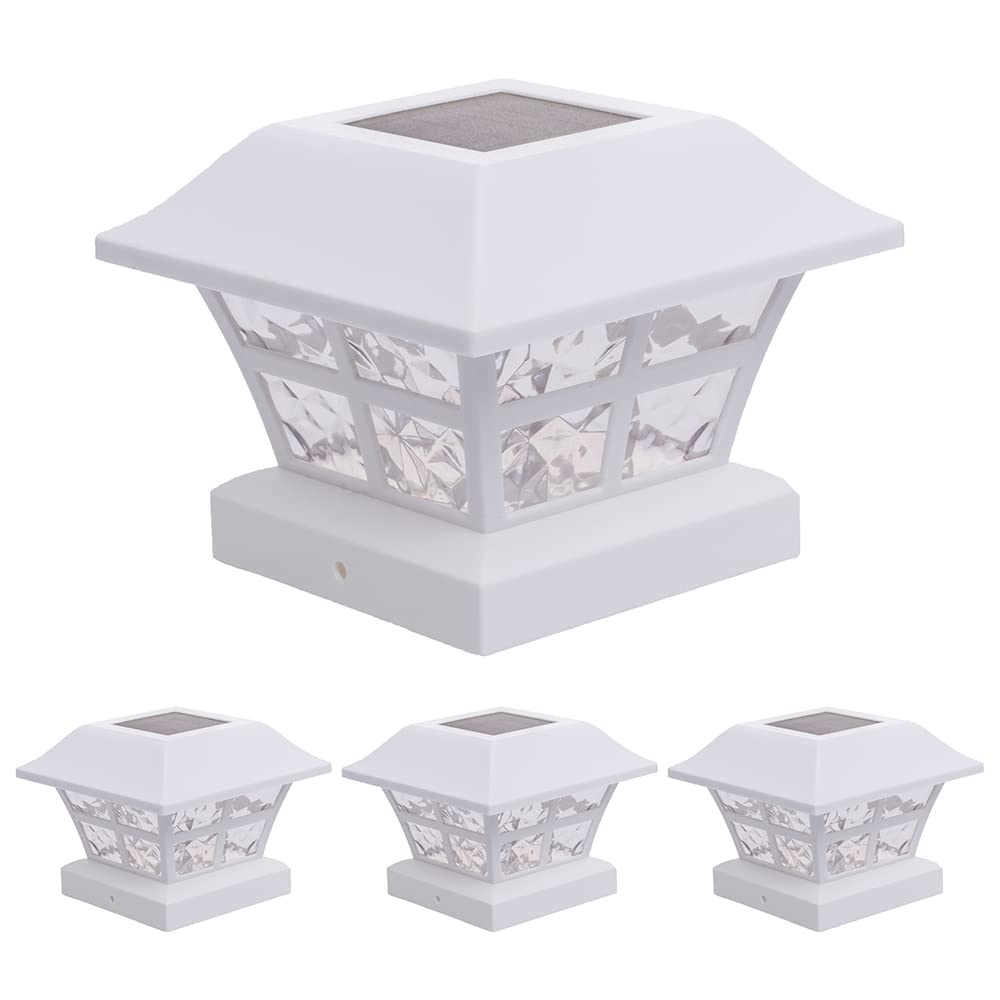GreenLighting Evolve White Solar Post Cap Lights 4x4 Post Caps And Outdoor Post Lights Waterproof Solar