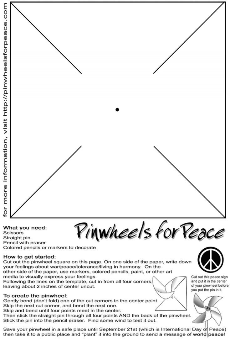 Handout 1 Peace Pinwheel Template And Instructions