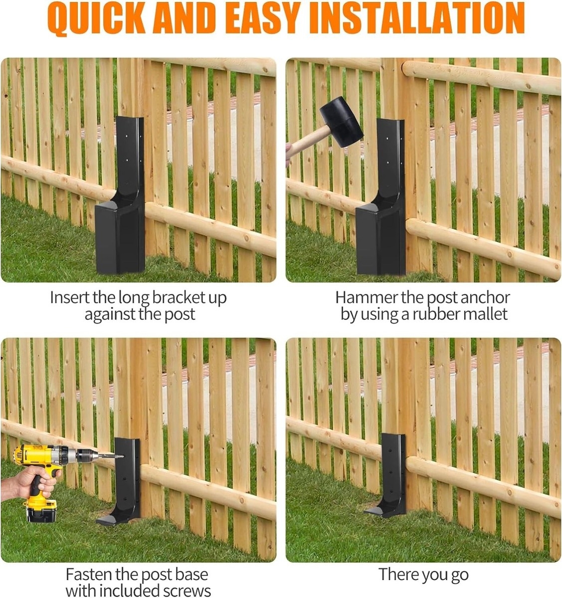 Harmiden 4 Pack Fence Post Repair Kit Wood Fence Post Repair Spike Stakes 4x4 EBay