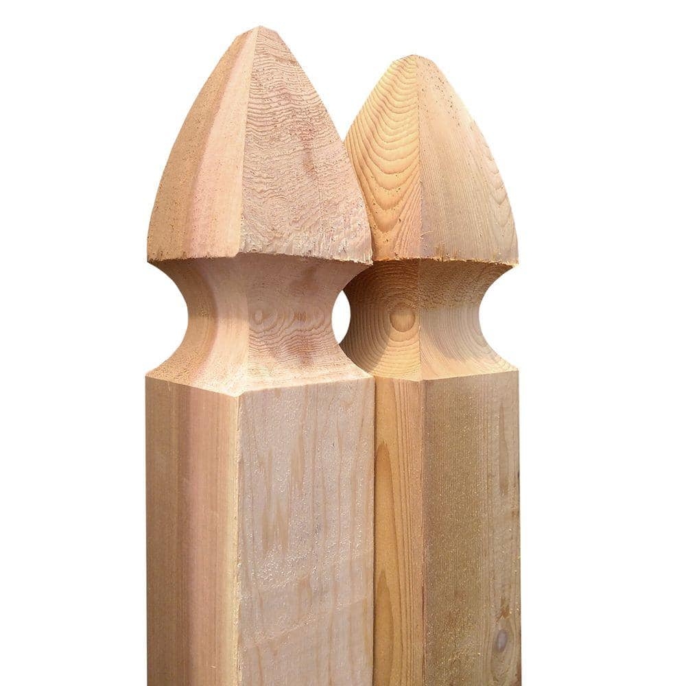 Have A Question About Outdoor Essentials 4 In X 4 In X 5 Ft Western Red Cedar French Gothic Fence Post 2 Pack Pg 3 The Home Depot