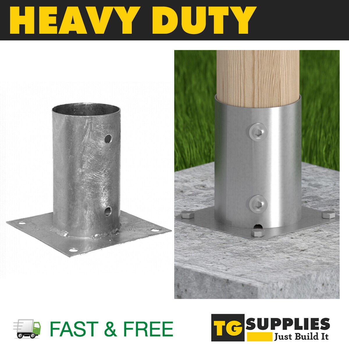 Heavy Duty Galvanised Bolt Down Post Support Post Bracket Post Base Circular EBay