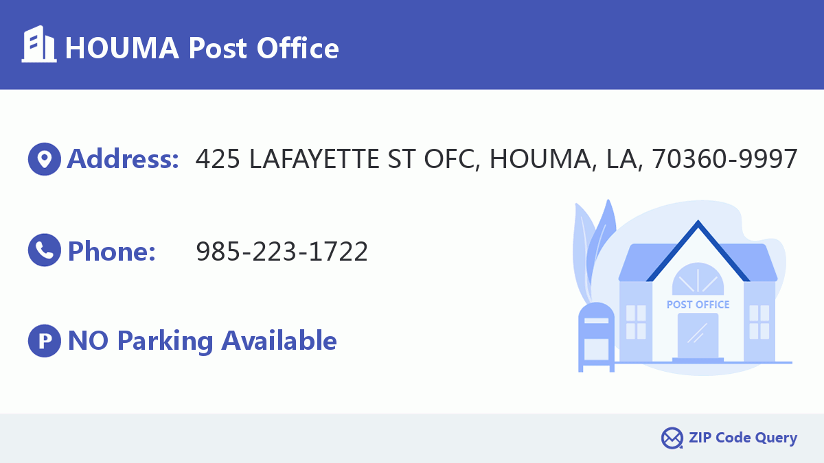 HOUMA Post Office Louisiana United States ZIP Code 5 Plus 4 
