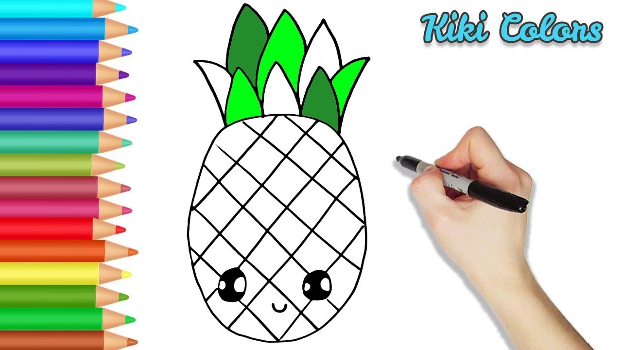 How To Color Happy Pineapple Part 2 Teach Drawing For Kids And Toddlers Coloring Page Video YouTube