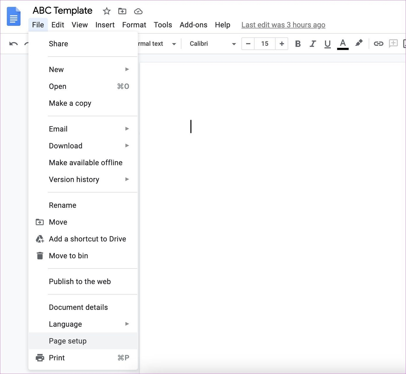 page color google docs