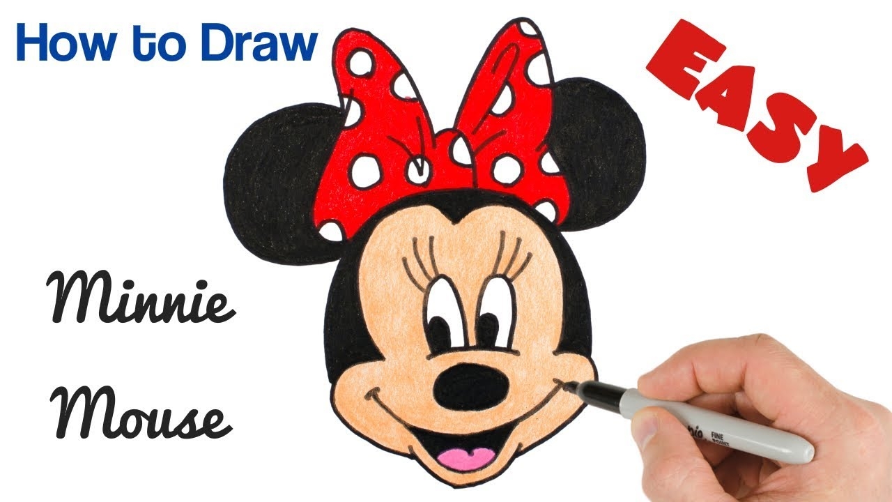 How To Draw Minnie Mouse Easy Cartoon Drawing YouTube