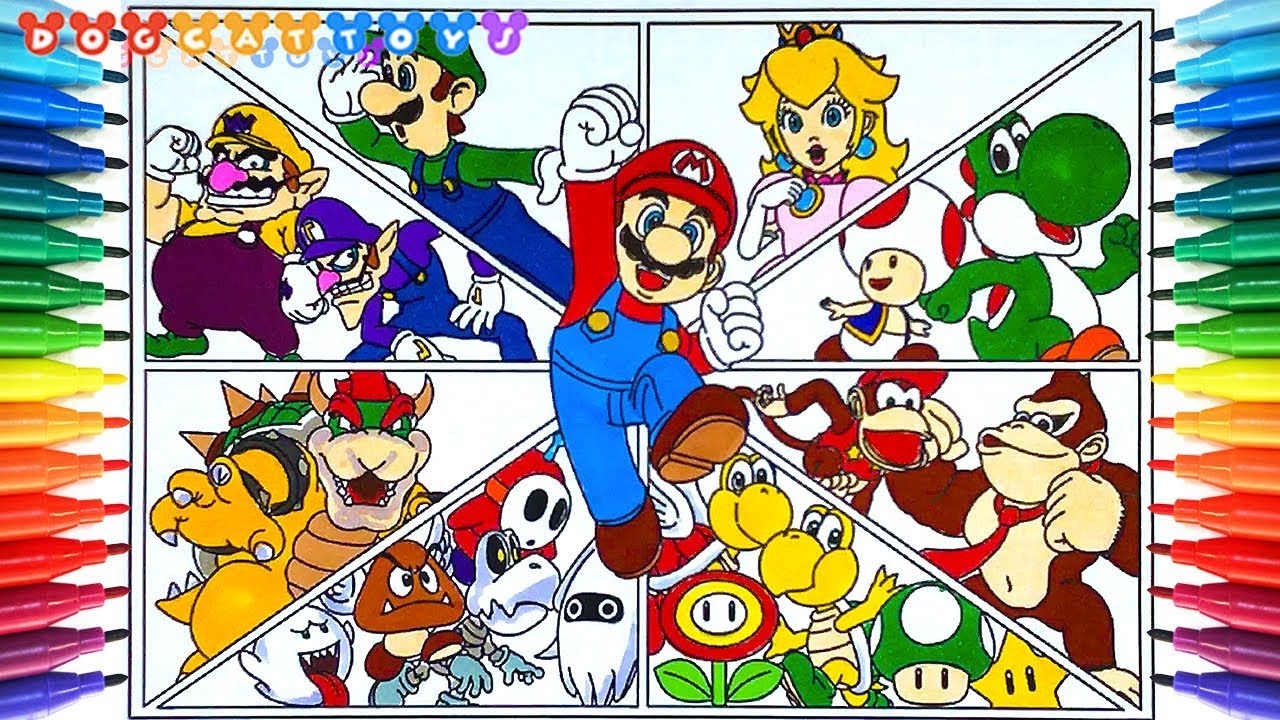 How To Draw Super Mario Bros Charactors 249 Drawing Coloring Pages Videos For Kids YouTube