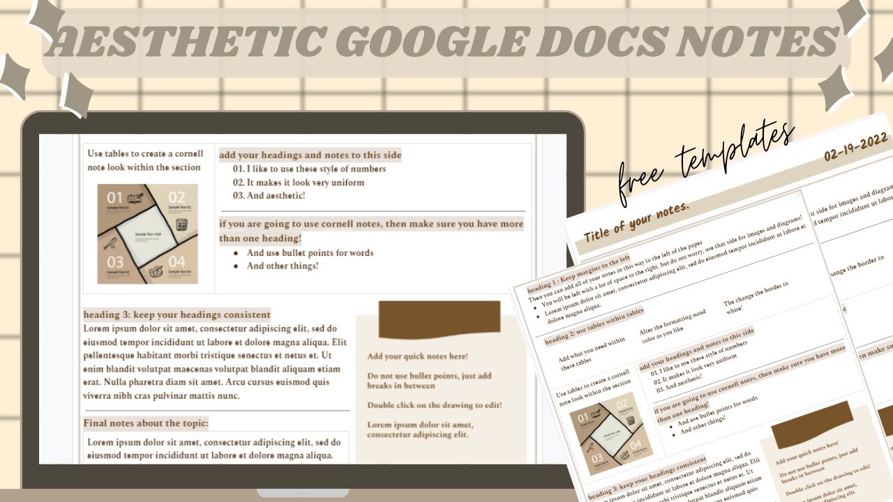 HOW TO MAKE AESTHETIC NOTES ON GOOGLE DOCS Google Docs Note Template brown YouTube