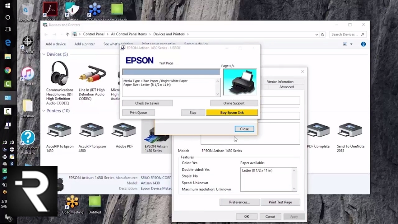 How To Print A Test Page With Your Epson 1430 Printer PC YouTube