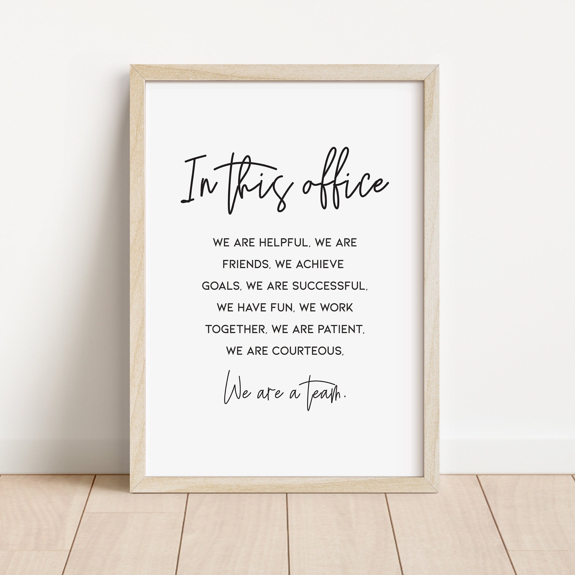 In This Office We Are A Team Printable Office Quotes Inspirational Teamwork Quote Poster Office Wall Decor Team Office Rules B22 Etsy