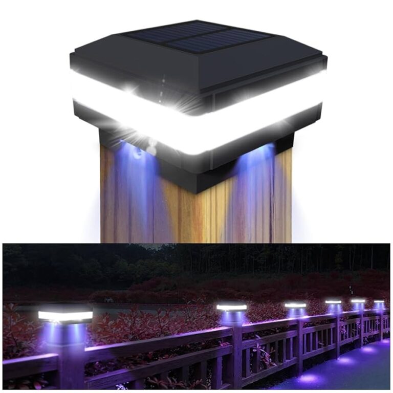 INDARUN 4x4 Solar Post Cap Led Lights Outdoor Fit 4x4 5x5 6x6 Wooden Posts Fence Deck