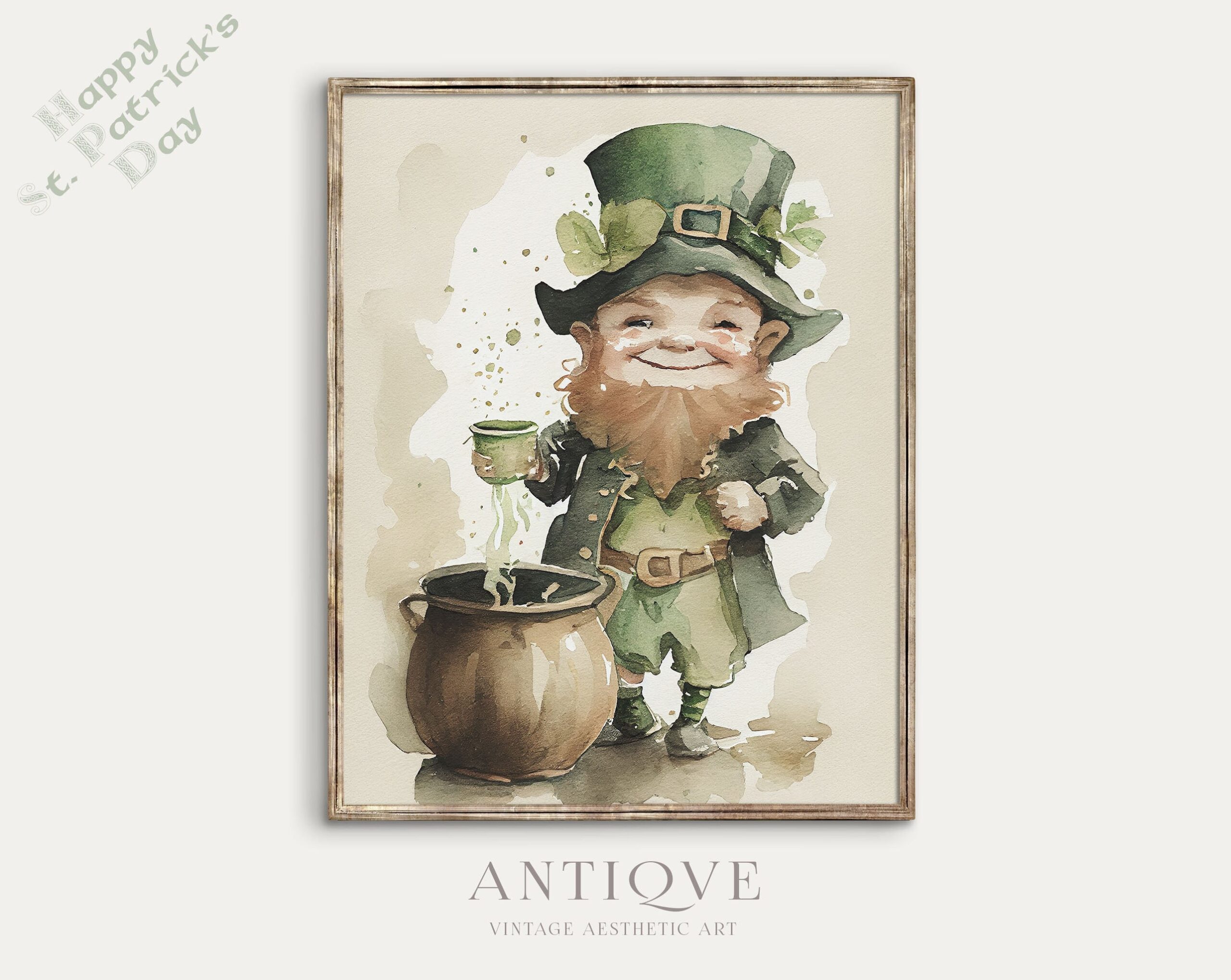 Irish Leprechaun Watercolor Painting Pot Of Gold St Patrick s Day Print Ireland Home Printable Decor Digital Download 687 Etsy