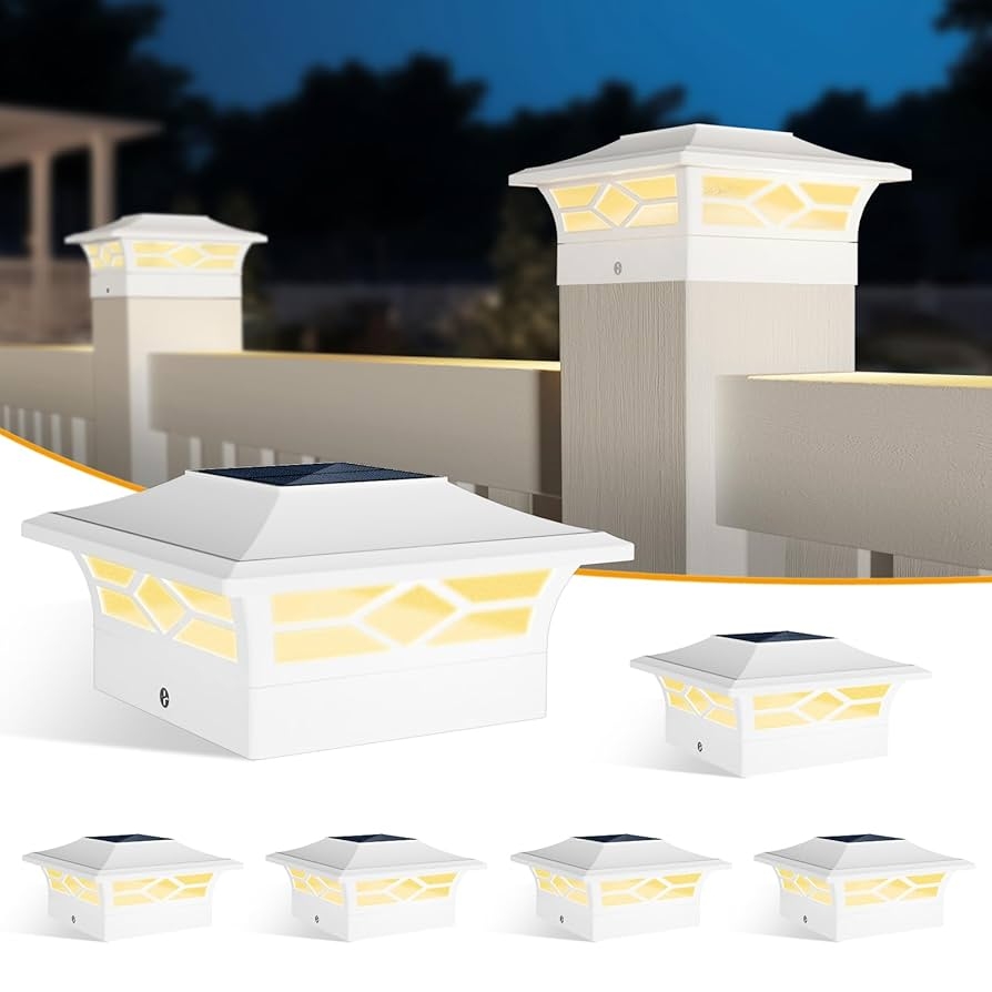 JOFIOS Solar Post Cap Lights White Solar Fence Deck Post Lights For 4x4 Vinyl Wooden Posts Outdoor Warm White Cool White Lighting Waterproof Decorate Garden Pathway Amazon