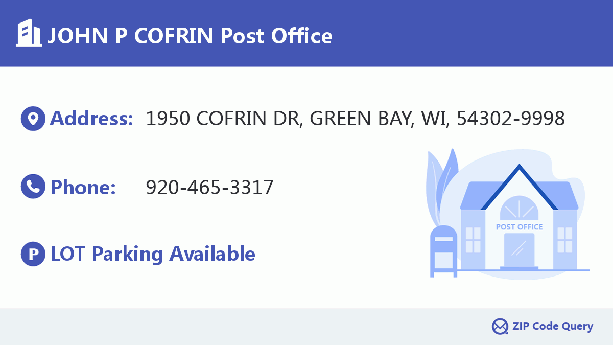 JOHN P COFRIN Post Office Wisconsin United States ZIP Code 5 Plus 4 