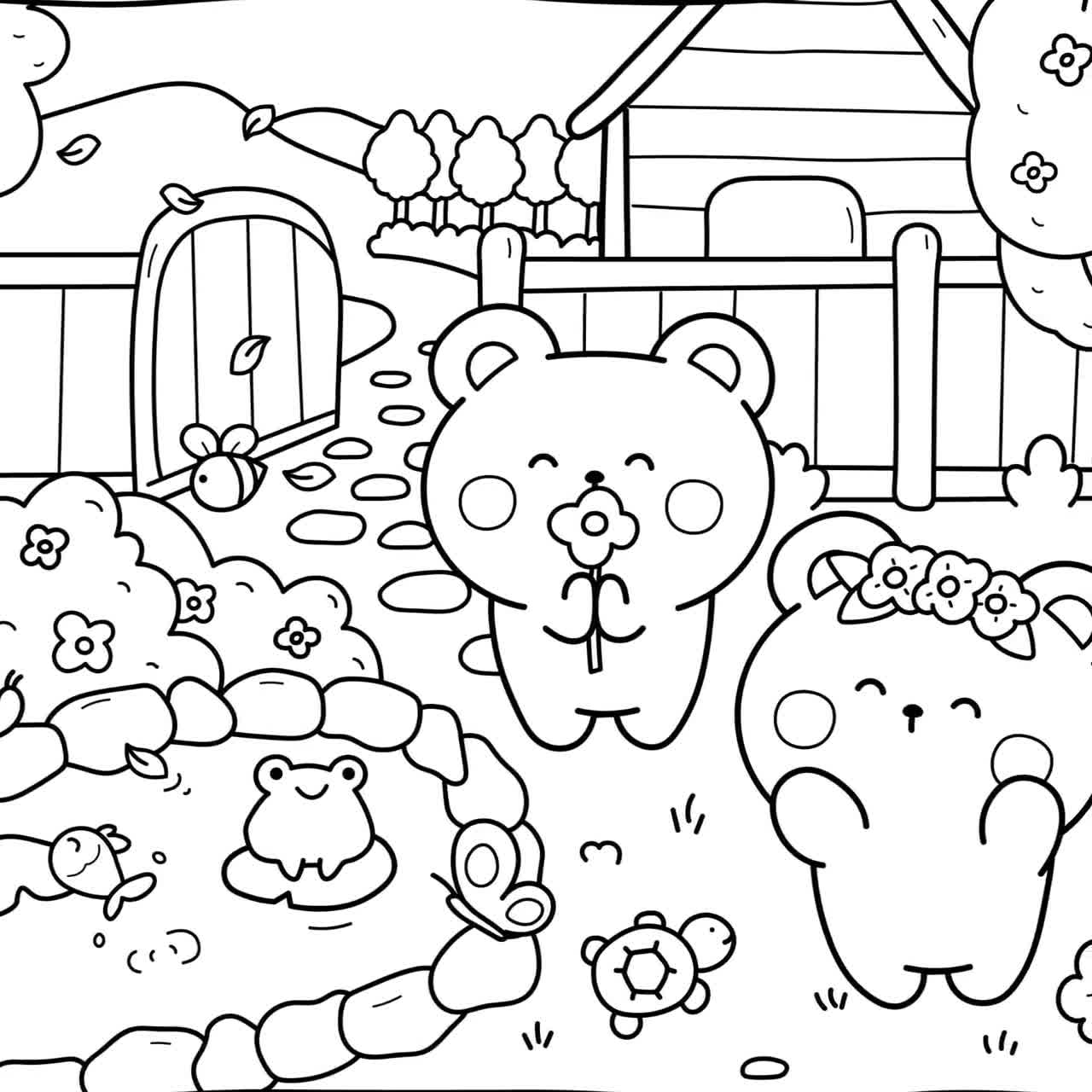 Kawaii Coloring Pages For Adults Cozy Coloring Pages Spring Coloring Pages Spring Activity Sheet Kawaii Easter Aesthetic Kawaii Etsy