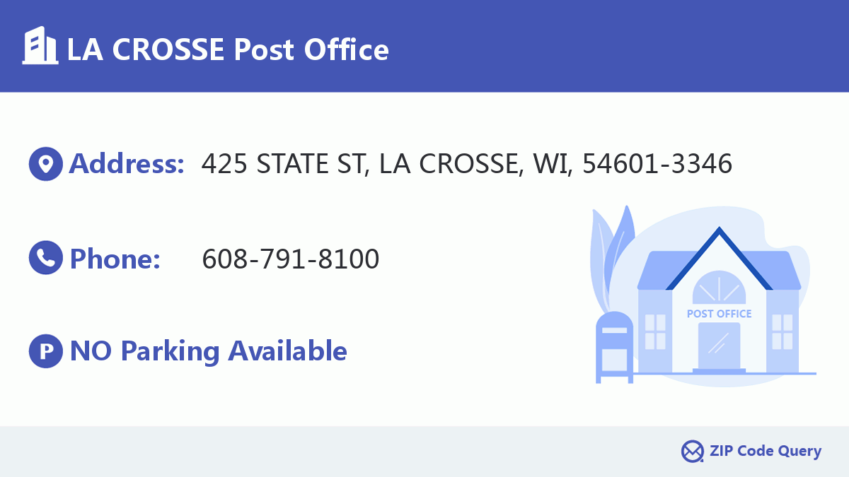 LA CROSSE Post Office Wisconsin United States ZIP Code 5 Plus 4 