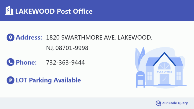 LAKEWOOD Post Office New Jersey United States ZIP Code 5 Plus 4