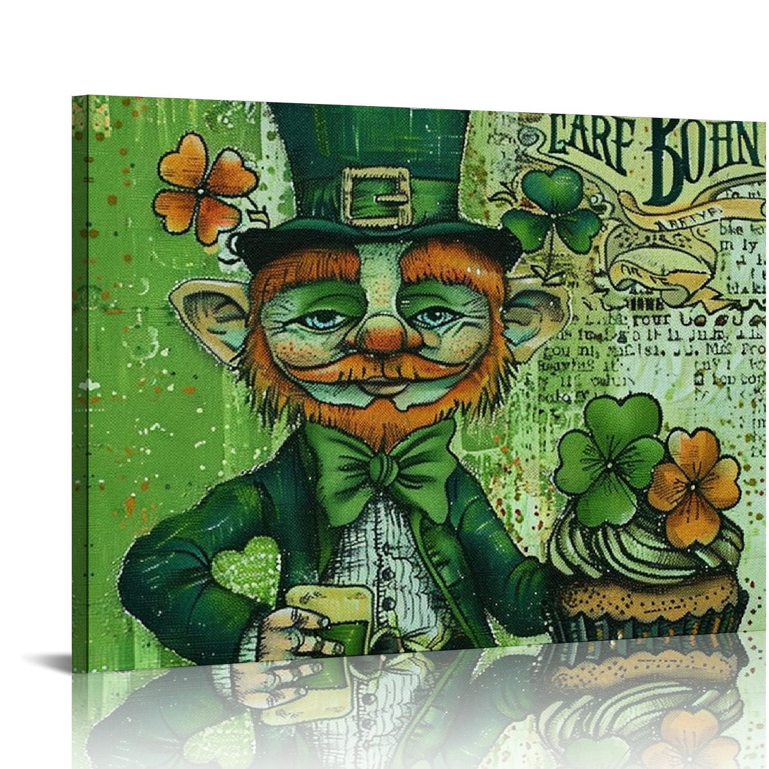 Leprechaun Beer Cupcake Fine Art Aesthetic Poster print Wall Painting For Classroom Kitchen Office Farmhouse Bathroom Room Decor Pictures Wall Art Painting Canvas Prints Wall Art Walmart