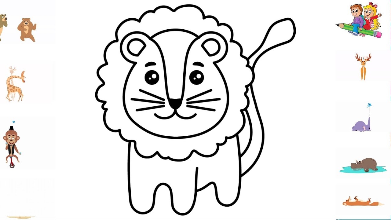 LION How To Draw Color Step By Step For Kids And Toddlers YouTube
