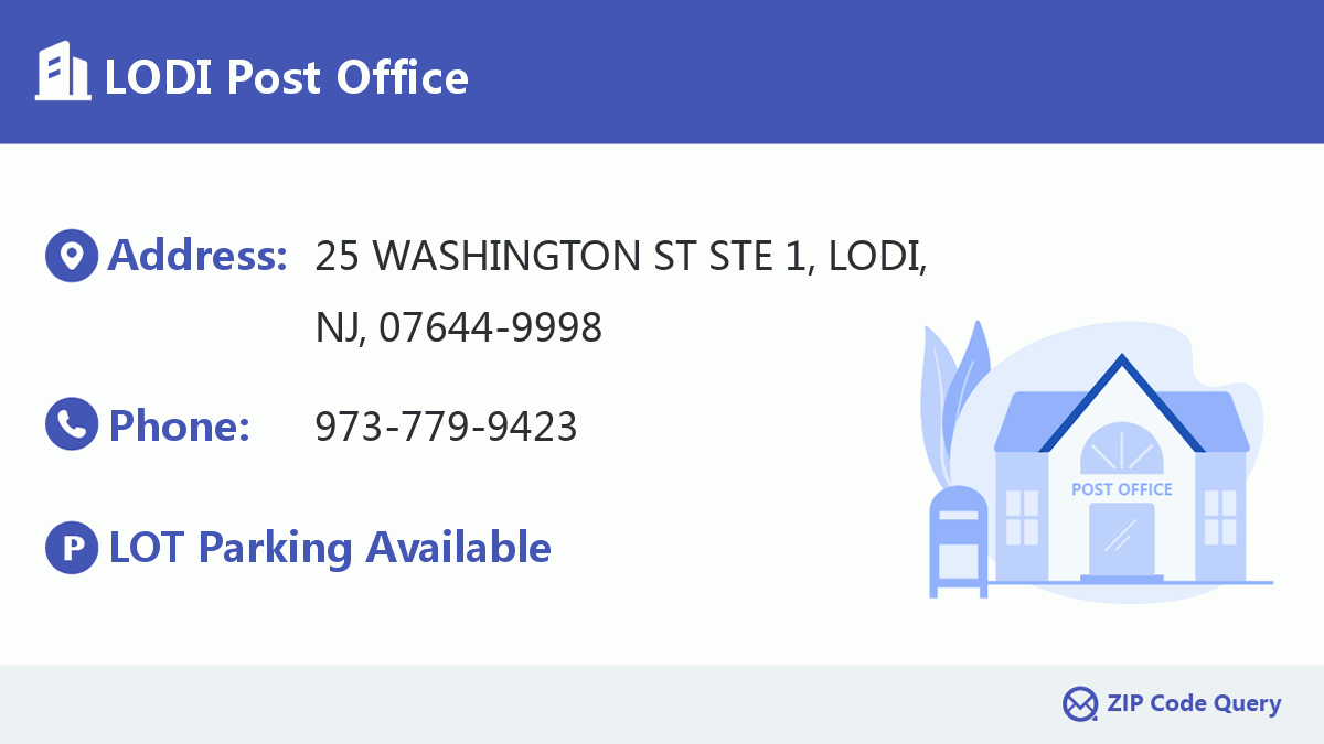 LODI Post Office New Jersey United States ZIP Code 5 Plus 4 